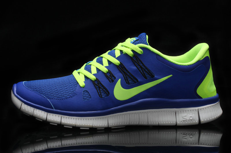 Hot Nike Free5.0 Men Shoes Blue/Greenyellow